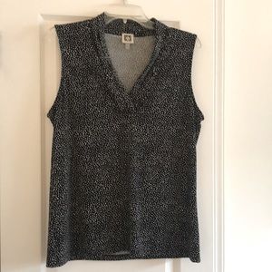 Anne Klein black & white polka dot blouse.
